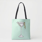 Handmatige Waterverf Olive Martini Cocktail Tote Bag (Voorkant)