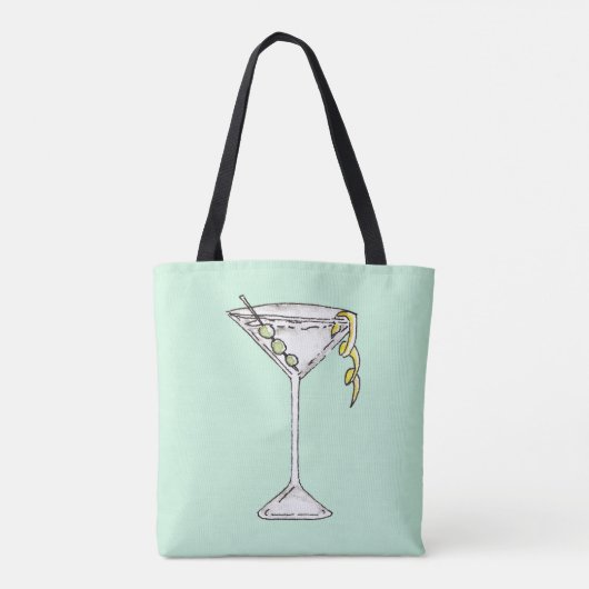 Handmatige Waterverf Olive Martini Cocktail Tote Bag (Achterkant)