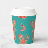 Handmatige Waterverf Seafood Lobster Shrimps Crab  Papieren Bekers (Links)