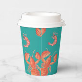 Handmatige Waterverf Seafood Lobster Shrimps Crab  Papieren Bekers (Rechts)