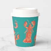 Handmatige Waterverf Seafood Lobster Shrimps Crab  Papieren Bekers (Voorkant)