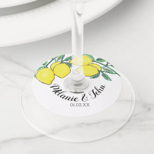 Handmatige waterverkleurd Lemon-ontwerp - Couponna Wijnglaslabel