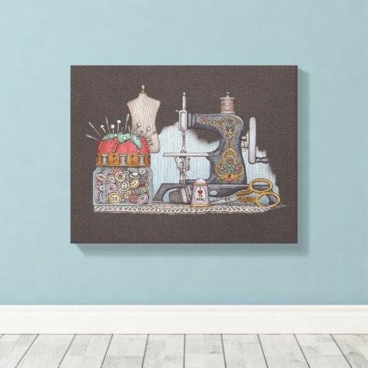 Handnaaimachine Canvas Afdruk (Insitu (Houten vloer))