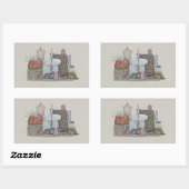 Handnaaimachine Rechthoekige Sticker (Vel)