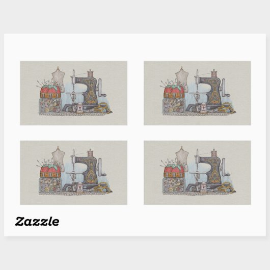 Handnaaimachine Rechthoekige Sticker (Vel)