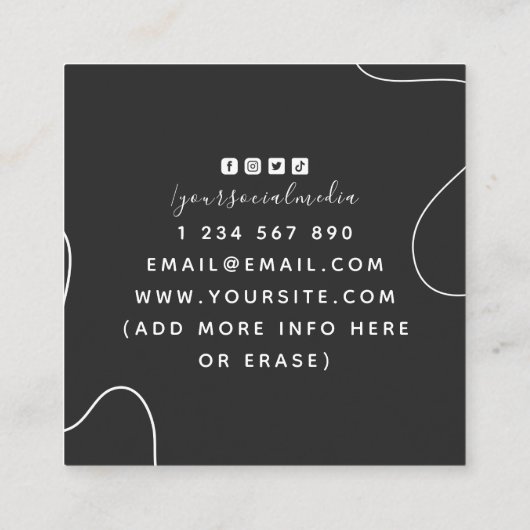 Handnaald en dichte Logo Seamstress Tailor Grey Vierkante Visitekaartje (Achterkant)