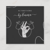 Handnaald en dichte Logo Seamstress Tailor Grey Vierkante Visitekaartje (Voorkant)