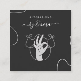 Handnaald en dichte Logo Seamstress Tailor Grey Vierkante Visitekaartje