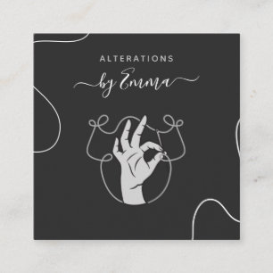 Handnaald en dichte Logo Seamstress Tailor Grey Vierkante Visitekaartje