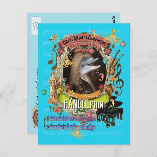 Handolphin Funny Dolphin Animal Composer Handel Briefkaart (Voorkant / Achterkant)