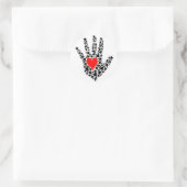 Handomtrek rode en zwarte harten ronde sticker (Tas)