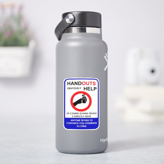 Handouts Obviously Help Sticker (HydroFlask)