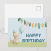 HandPainted Birthday Dinos Postcard Feestdagenkaart (Voorkant / Achterkant)