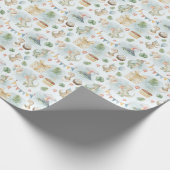 HandPainted Birthday Dinos Wrapping Paper Roll Cadeaupapier (Hoek)