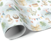 HandPainted Birthday Dinos Wrapping Paper Roll Cadeaupapier (Rol Hoek)