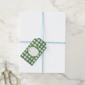 HANDPAINTED GINGHAM Green Mix met Toile Cadeaulabel (Met Touw)