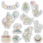 HandPainted Happy Birthday Dinos Sticker (Voorkant)