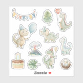 HandPainted Happy Birthday Dinos Sticker (Vel)
