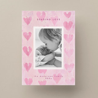 Handpainted heart valentine's photo greeting card  feestdagenkaart