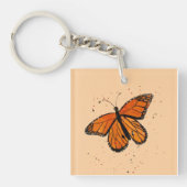 Handpainted Monarch Butterfly in Watercolor Sleutelhanger (Voorkant)