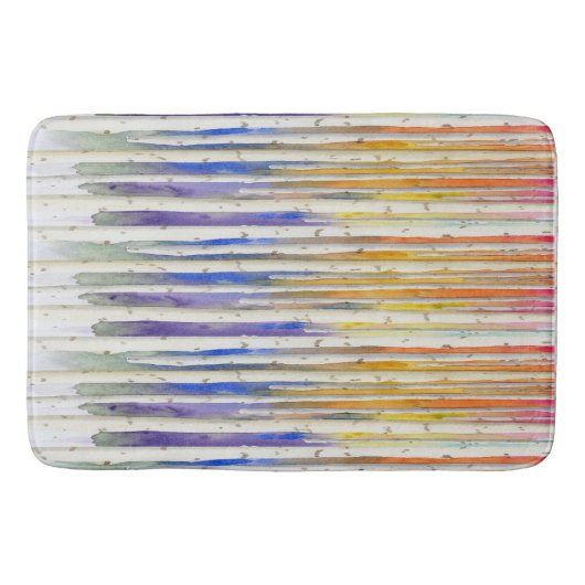 Handpainted rainbow sunset birch watercolor forest badmat (Voorkant)