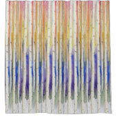 Handpainted rainbow sunset birch watercolor forest douchegordijn (Voorkant)
