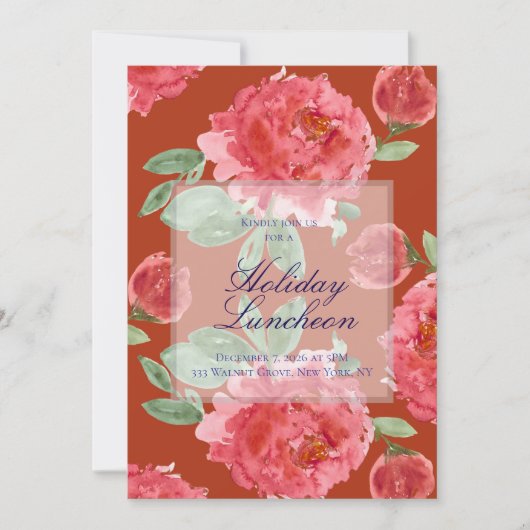 Handpainted Red Roses Holiday Luncheon (Voorkant)