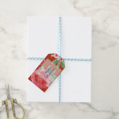 Handpainted Red Roses Holiday Luncheon Cadeaulabel (Met Touw)