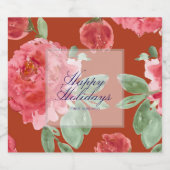 Handpainted Red Roses Holiday Luncheon Sparkling Wijnetiket (Enkel label)