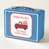 Handpainted Vintage Truck July 4th Flag Red Check (Achterkant)