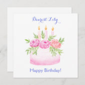 Handpainted Watercolor Floral BIRTHDAY Cake CARD (Voorkant / Achterkant)