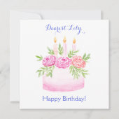 Handpainted Watercolor Floral BIRTHDAY Cake CARD (Voorkant)