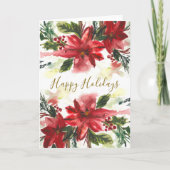 Handpainted Watercolour Poinsettas Kaart (Voorkant)