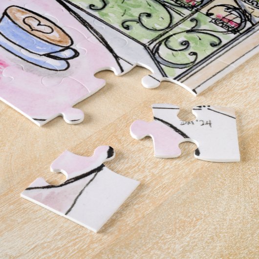 Handpainted Whimsical Paris and Eiffel Tower Legpuzzel (Zijkant)