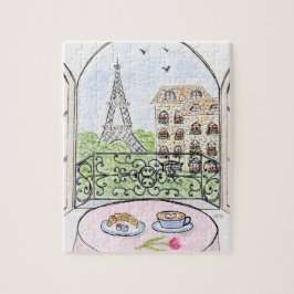 Handpainted Whimsical Paris and Eiffel Tower Legpuzzel
