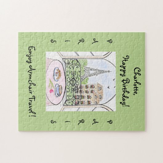 Handpainted Whimsical Paris Eiffel Tower CUSTOMIZE Legpuzzel (Horizontaal)