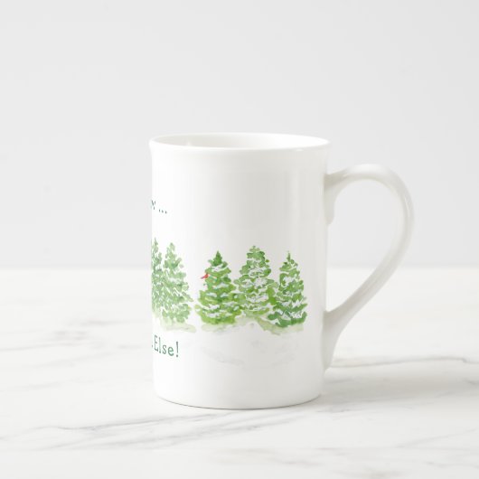 Handpainted Winter Trees Let Snow Somewhere Else  Porselein Kop (Rechts)