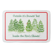 Handpainted Winter Trees Outside Snow Fires Glowin Badmat (Voorkant)