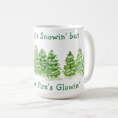 Handpainted Winter Trees Outside Snow Fires Glowin Koffiemok (Voorkant rechts)