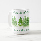 Handpainted Winter Trees Outside Snow Fires Glowin Koffiemok (Voorkant links)