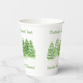 Handpainted Winter Trees Outside Snow Fires Glowin Papieren Bekers (Links)