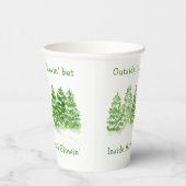 Handpainted Winter Trees Outside Snow Fires Glowin Papieren Bekers (Rechts)