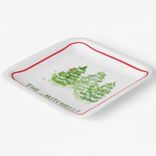 Handpainted Winter Trees PERSONALIZE NAME Papieren Bordje (Gebogen)