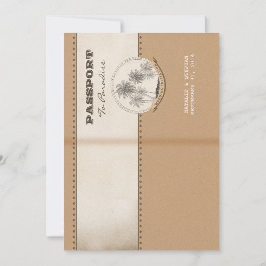 handpalmen huwelijkspaspoortuitnodigingen kaart (Achterkant)