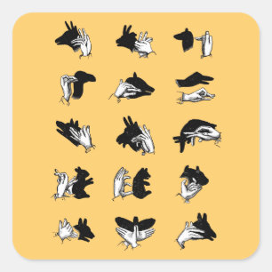  handpalmspelen voor de schaduw van de hand vierkante sticker