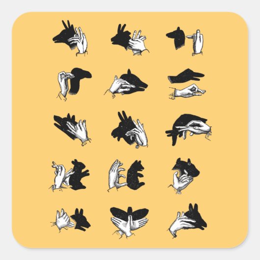 handpalmspelen voor de schaduw van de hand vierkante sticker (Voorkant)