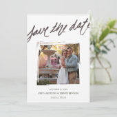 Handpenseel Lettering | De datum-fotokaart opslaan Save The Date (Staand voorkant)