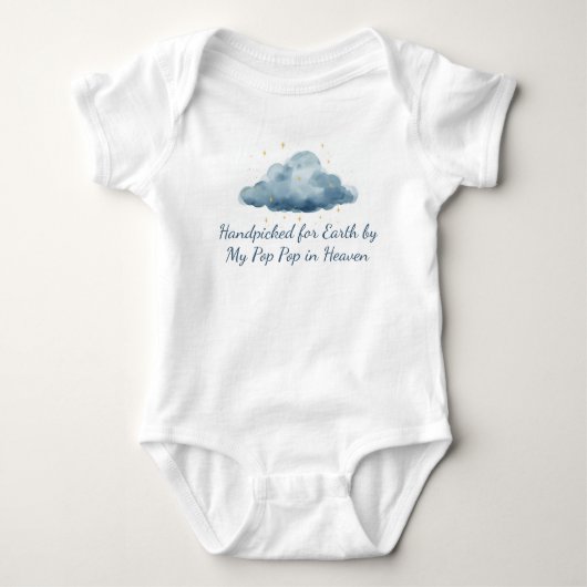Handpicked for Earth by Pop Pop in Heaven Memorial Romper (Voorkant)