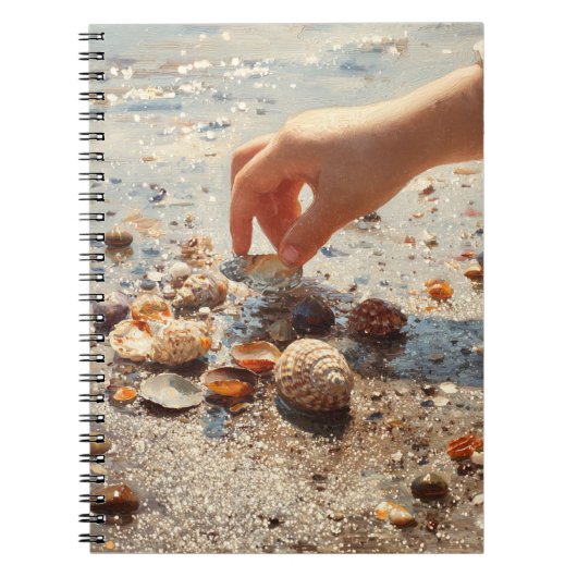 Handplukken van Schelpen Strand Notitieboek (Voorkant)
