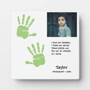 Handprint Eerste dag schoolgedicht voor moeder Fotoplaat